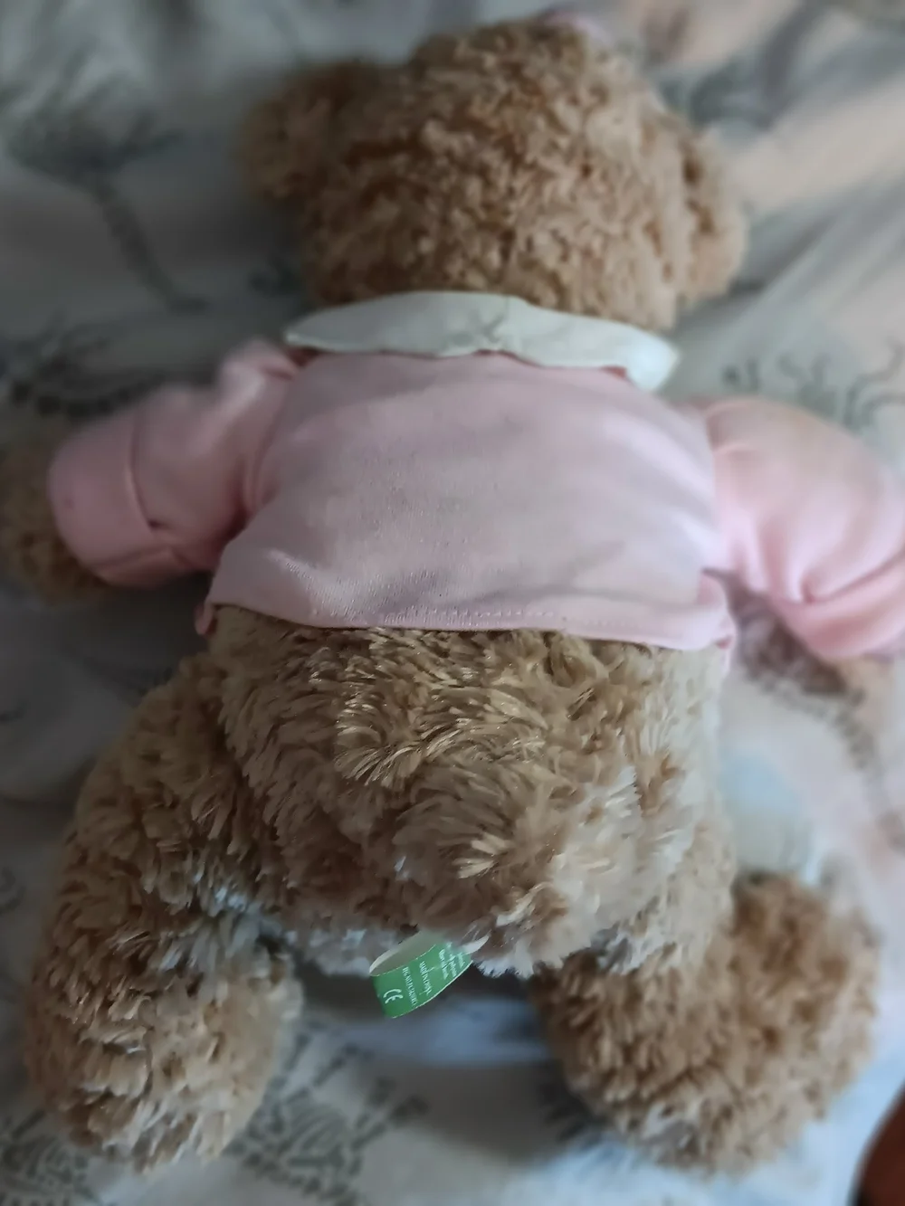 Plush Brown Teddy Bear with Pink Jacket and Bow